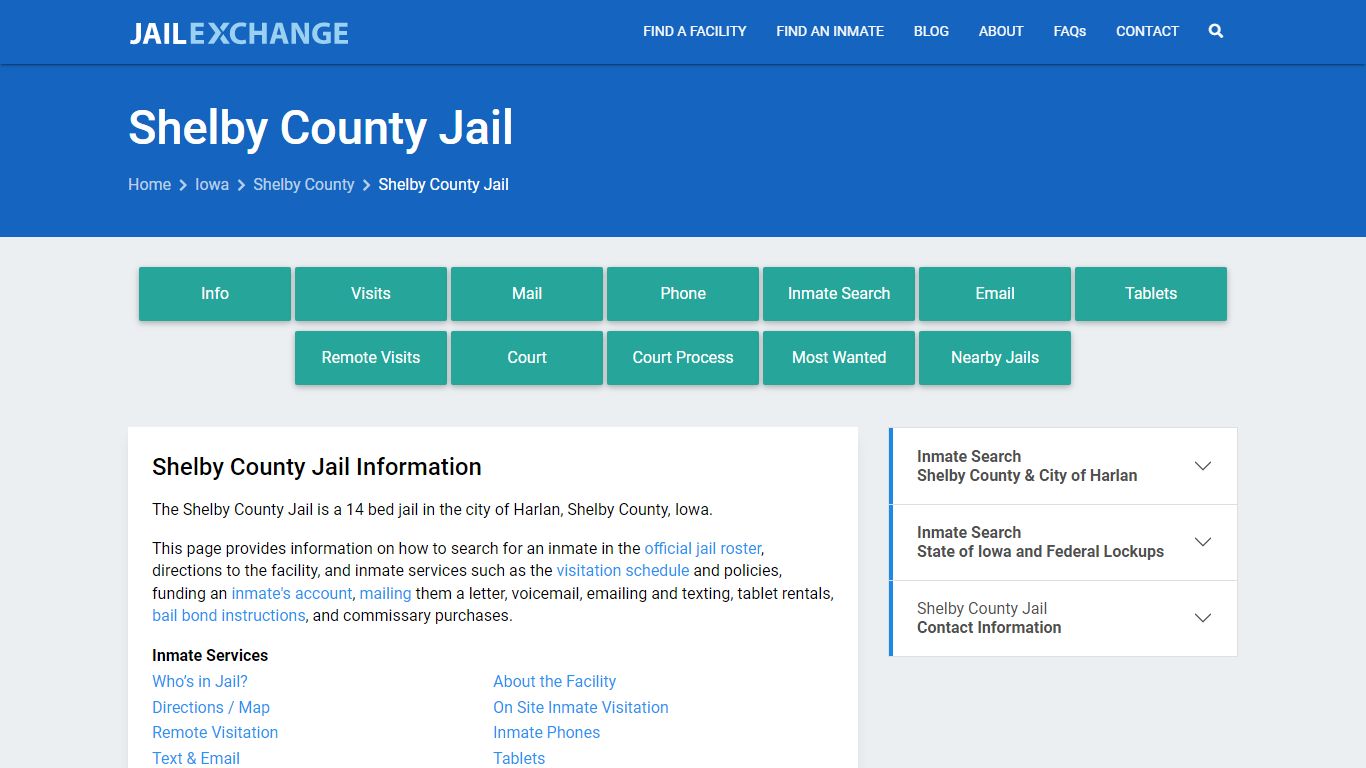Shelby County Jail, IA Inmate Search, Information